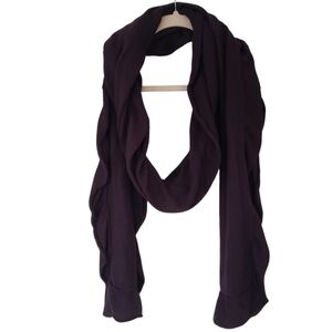 Vintage Gap Long Scarf Frilled Edges Viscose Cotton Angora Deep Purple
